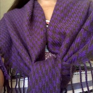 Echo Purple Fringed Houndstooth Shawl/Scarf